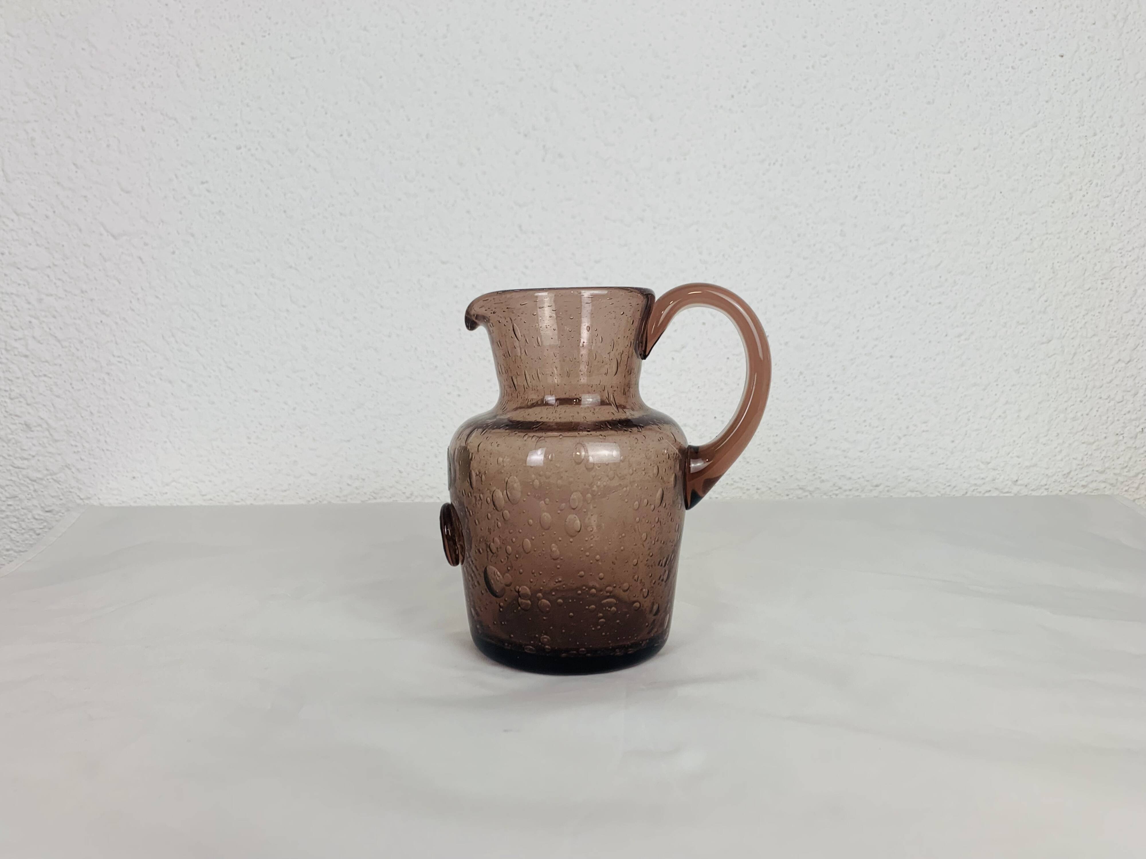 La Rochère pink bubble glass pitcher, vintage