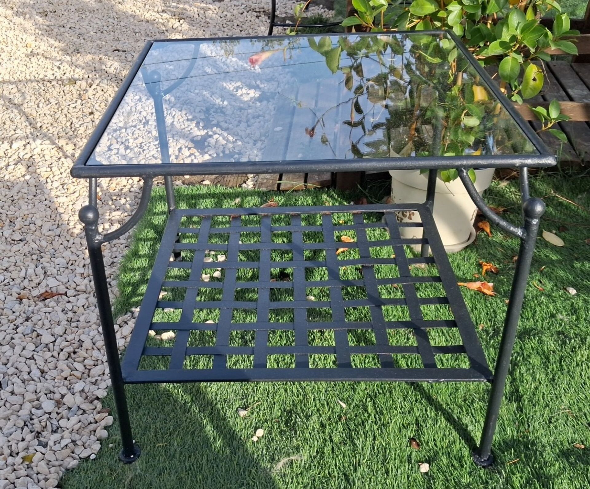 Wrought Iron Coffee Table with Glass Top