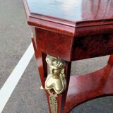 Table gueridon ancien décor bronze empire