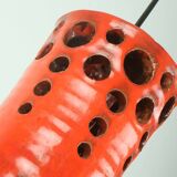 Mid century pendant light with orange ceramic shade 1970s