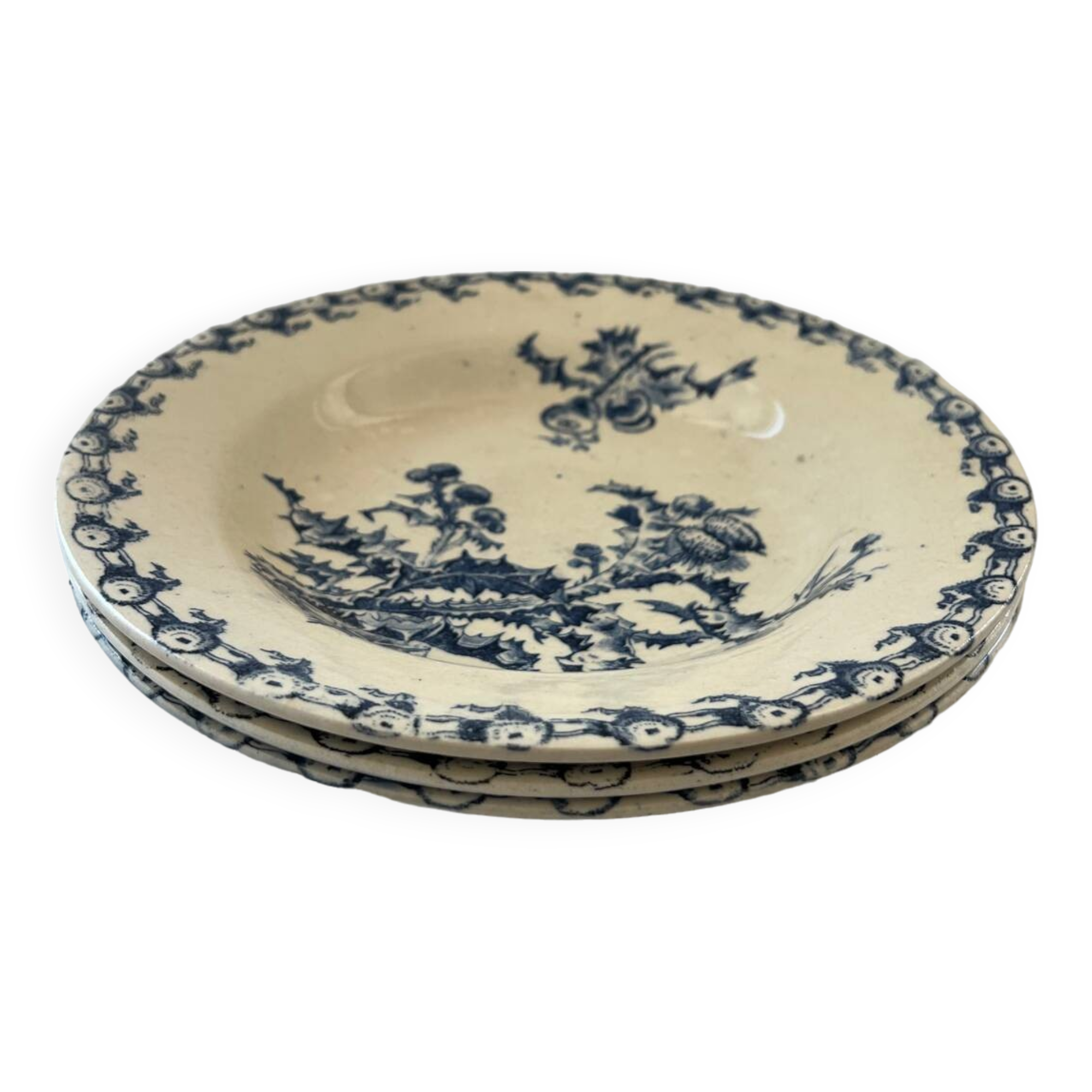 Deep plates Terre de Fer thistles Gien