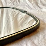 Old rearview mirror - black and gold plastic frame - 34 x 55 cm