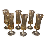 6 mini flûtes à champagne en verre soufflé