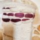 Table lamp in turned ceramic and wool