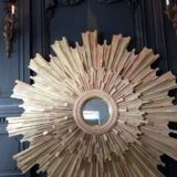 Monumental sun mirror in gilded oak 160 cm