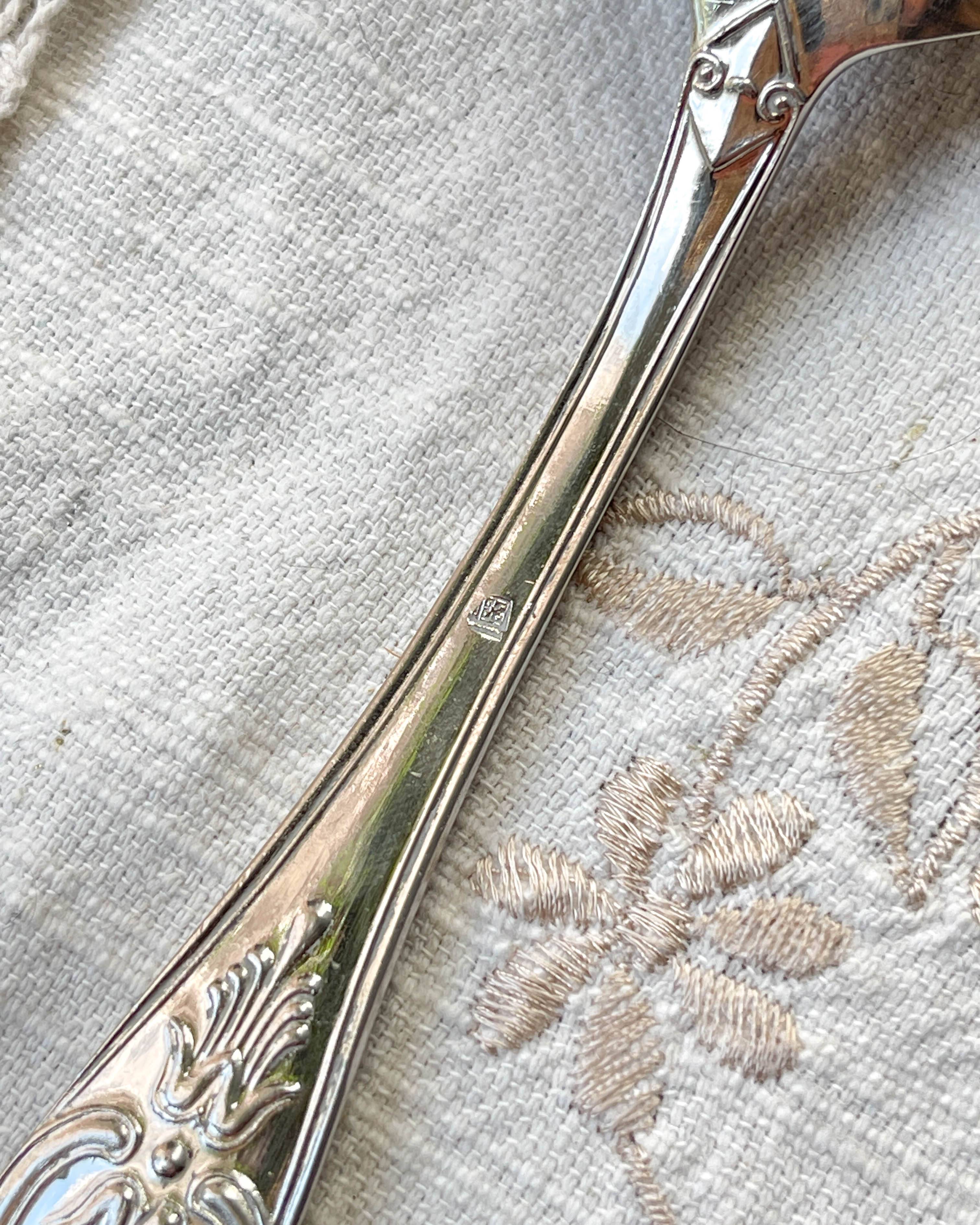 10 Vintage Rocaille Style Metal Soup Spoons