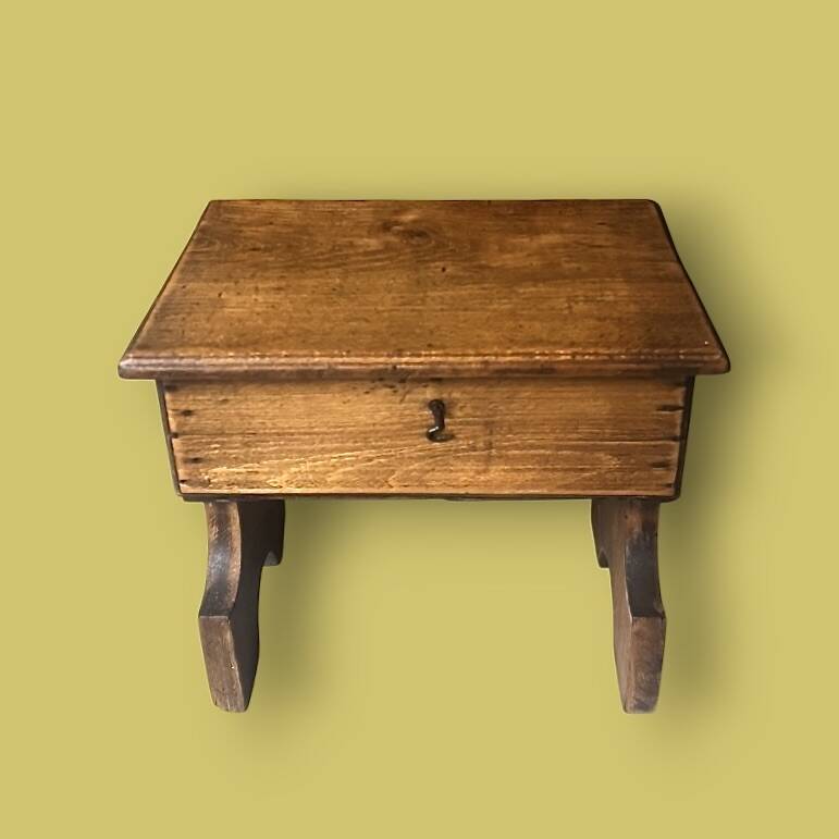 Small antique wooden stool chest – handcrafted