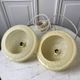 Pair of suspensions in yellow Clichy glass and golden border 40s-50s