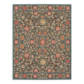 Grand tapis en aiguille florale 217x277cm vert teal tapis traditionnel à tissage plat