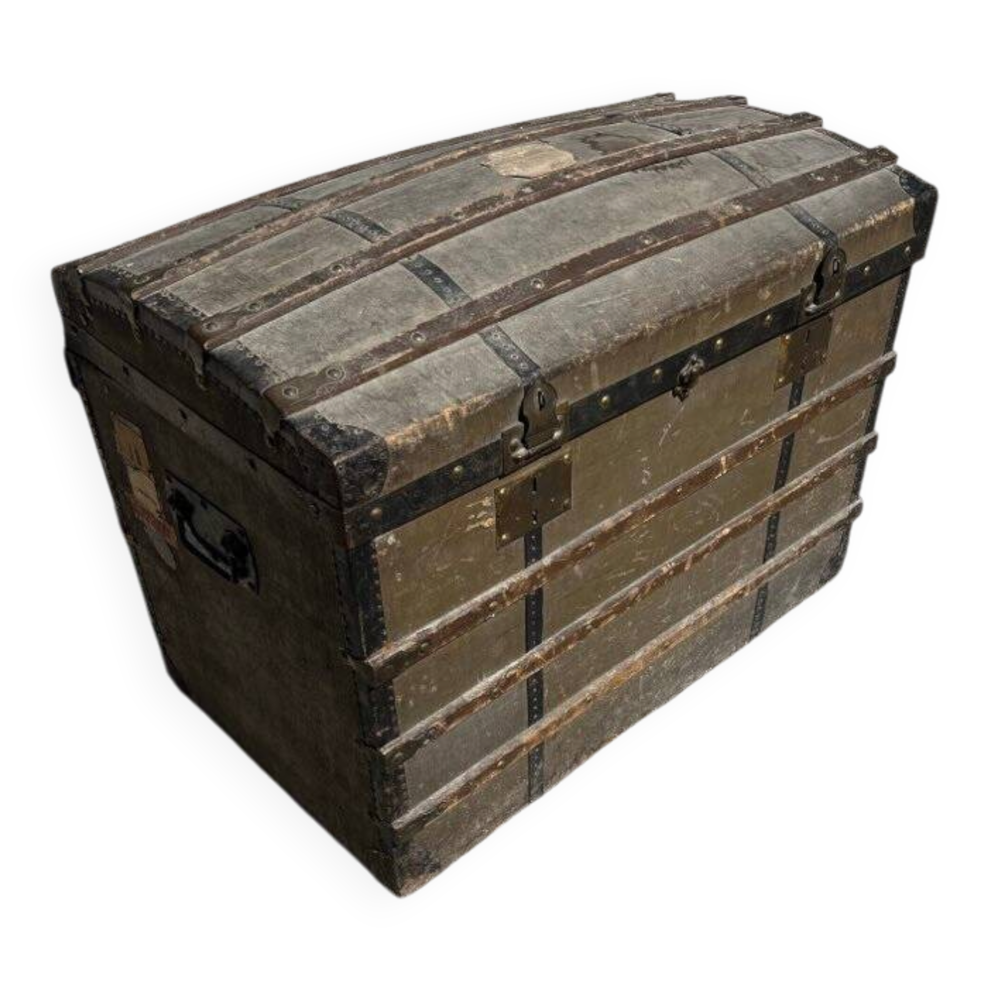 Large antique wooden trunk