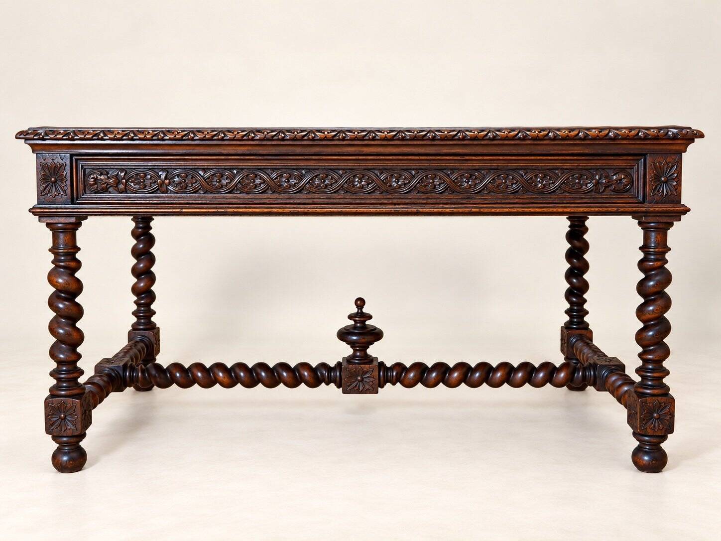 Flat desk – Louis XIII style – Carved solid oak – 19th century