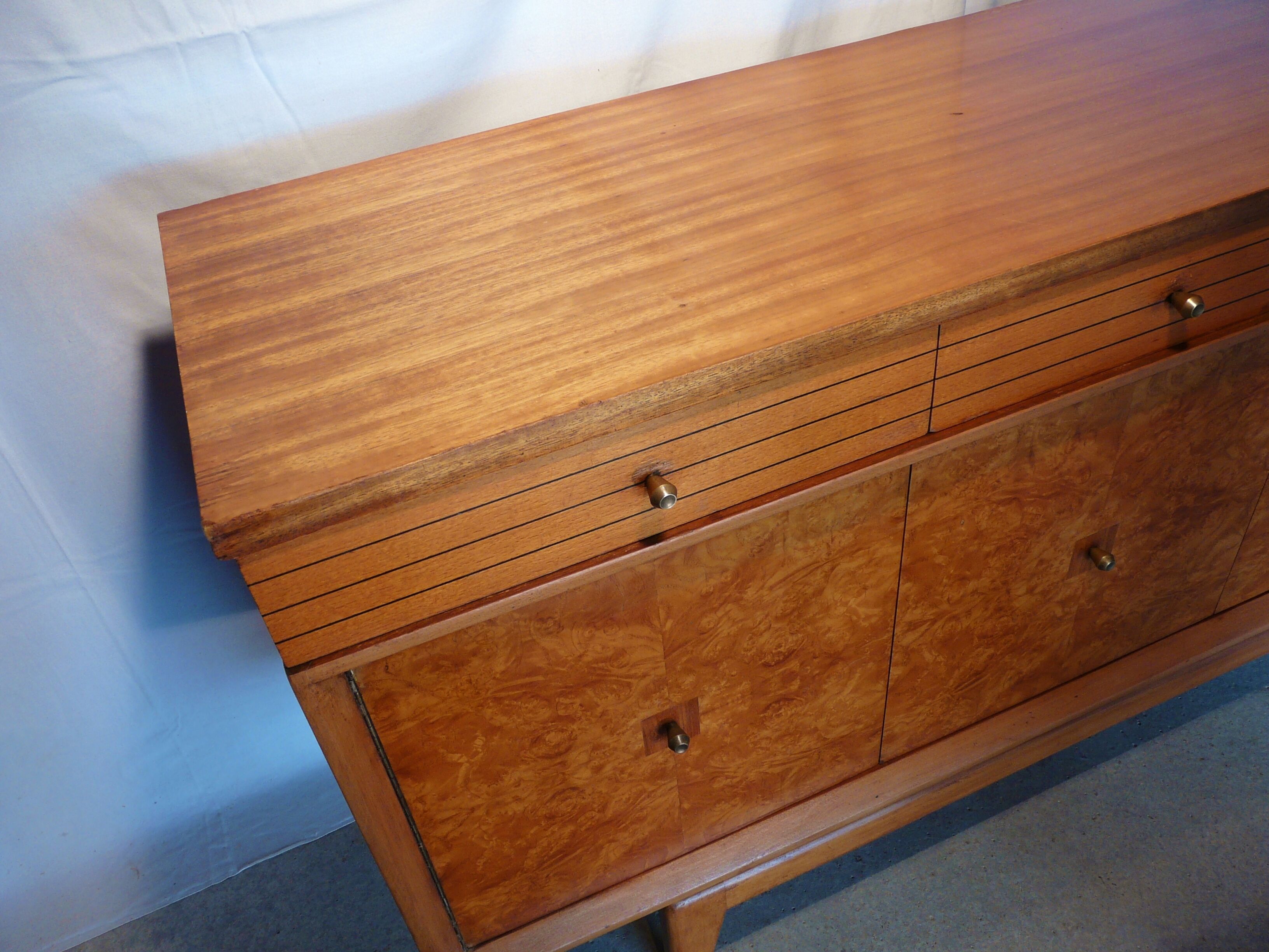 Scandinavian sideboard of blond wood and teak