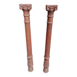 Pair of Corinthian columns H83cm in carved wood from the 19th century.