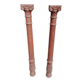 Pair of Corinthian columns H83cm in carved wood from the 19th century.