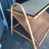 Table basse en rotin ancienne vintage XXeme