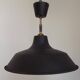 French Vintage 1950s Industrial Light In Black Metal White Enamal & Brass