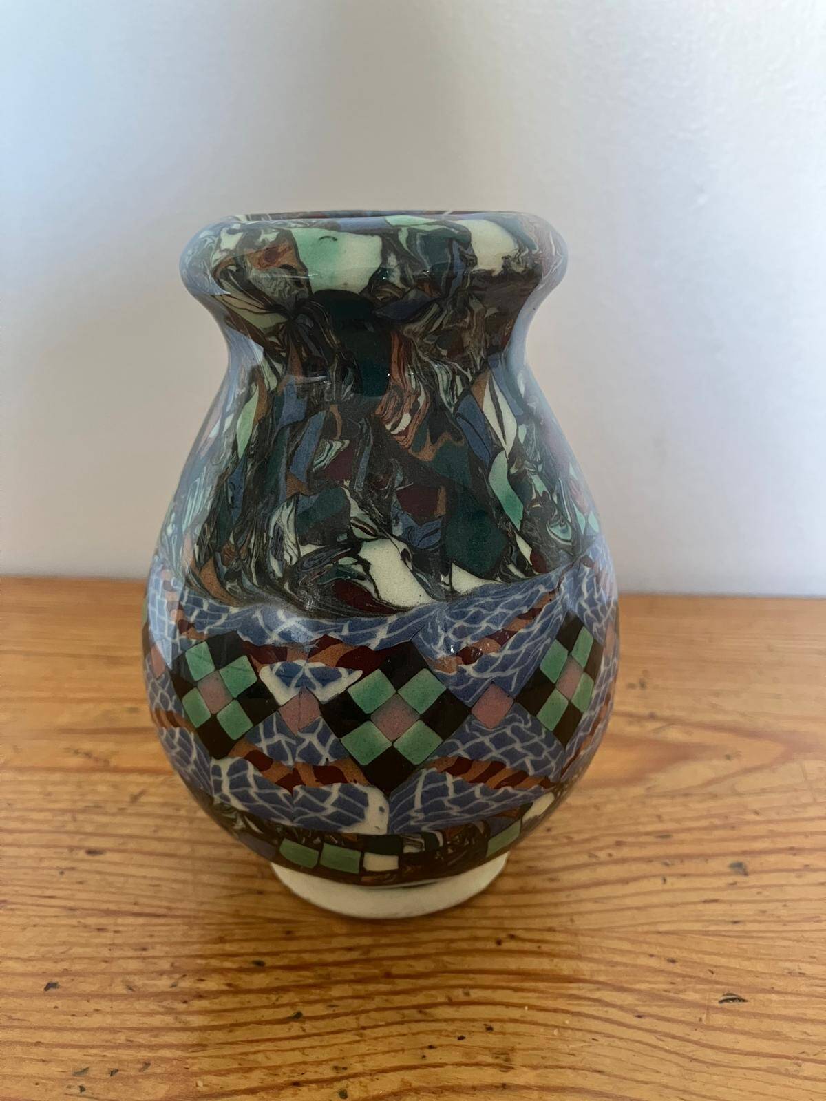 Geometric vase by Jean Gerbino, Vallauris ceramic from the 1950s.