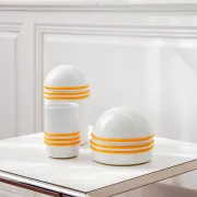Set of vintage boxes for the bathroom, space age design, faience.