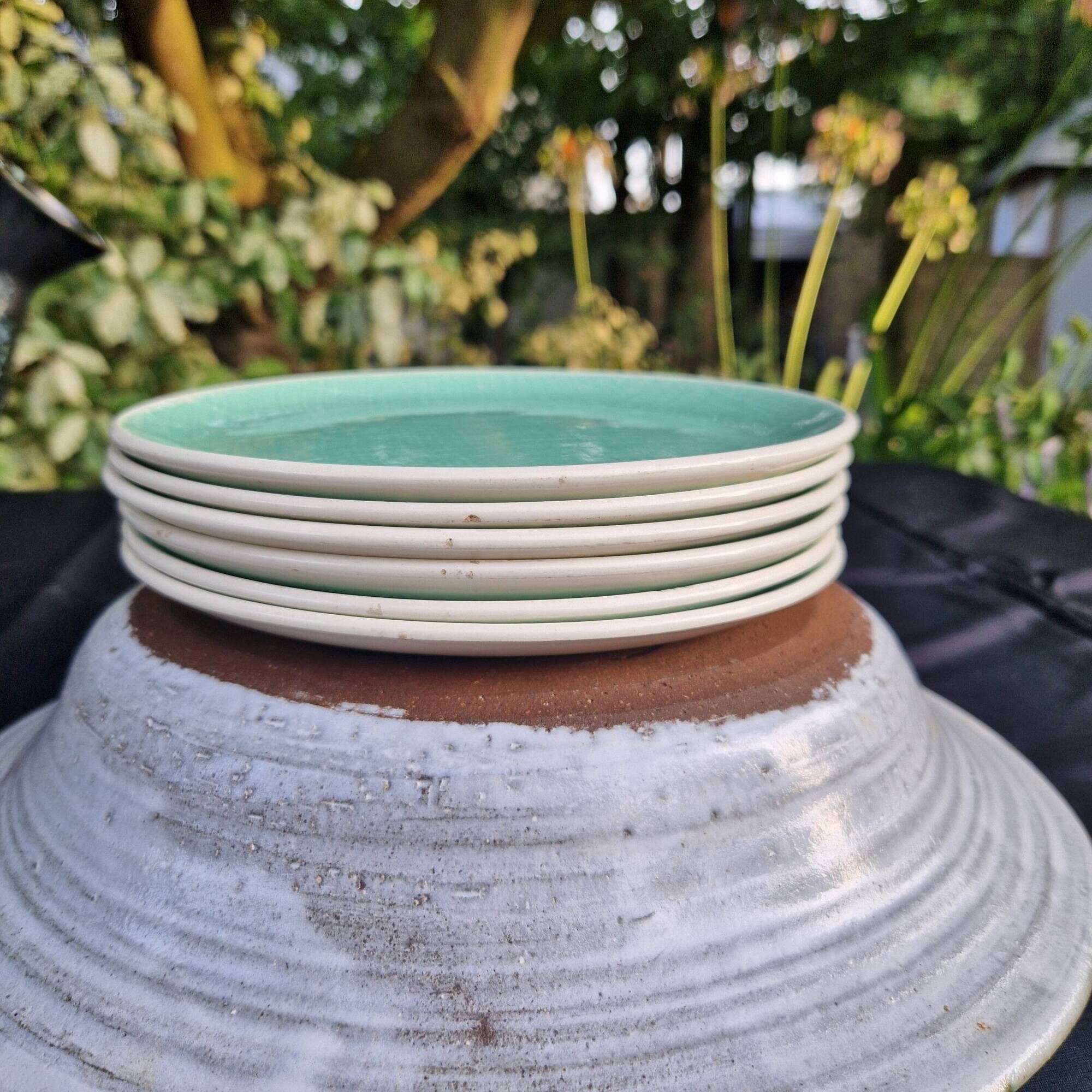 Set of 6 SALINS Deauville dessert plates, GREEN model