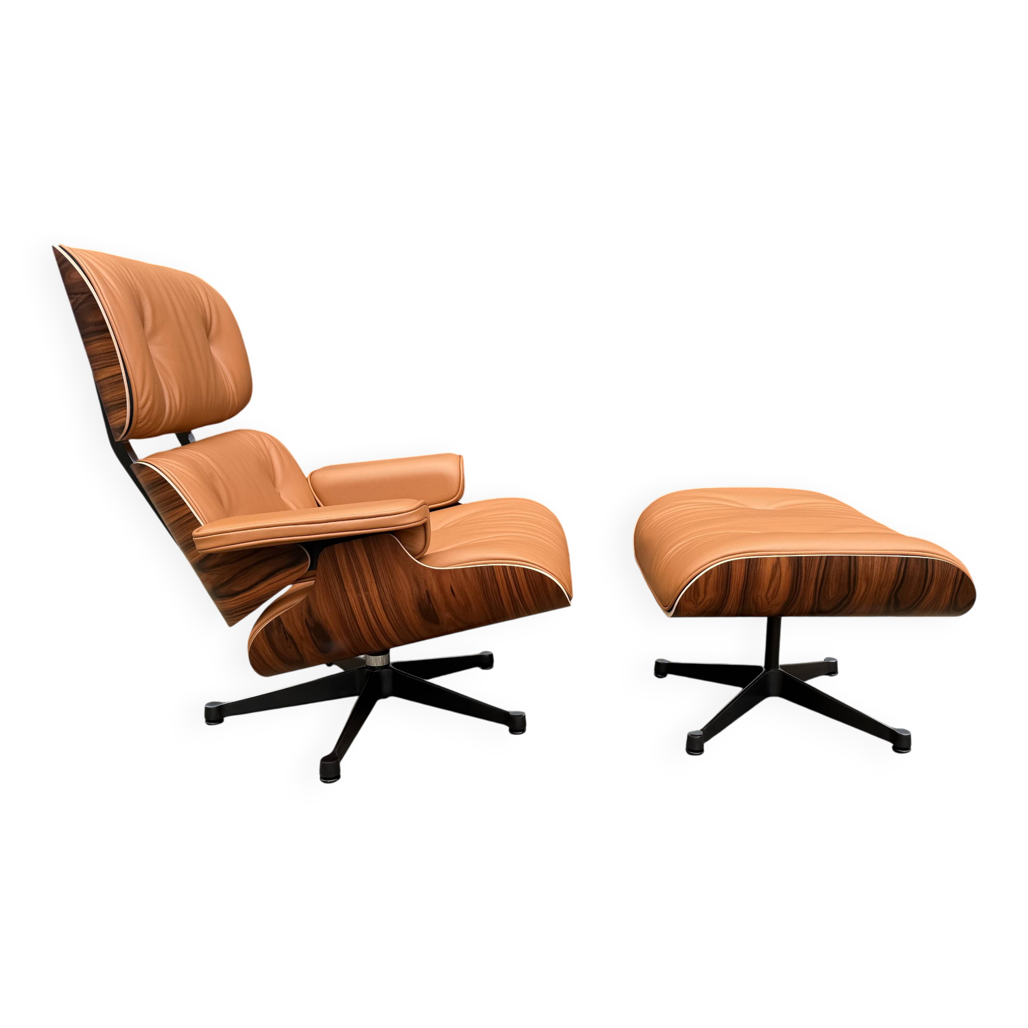 Vitra Eames Lounge Chair XL + Ottoman, Cognac leather & Santos Rosewood