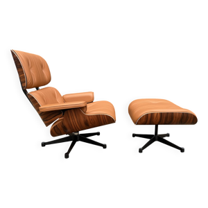 Vitra Eames Lounge chair XL + Ottoman, Cognac leder & Santos Palissander
