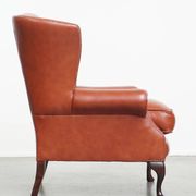 Elegant smooth English cowhide leather Chesterfield wingback armchair