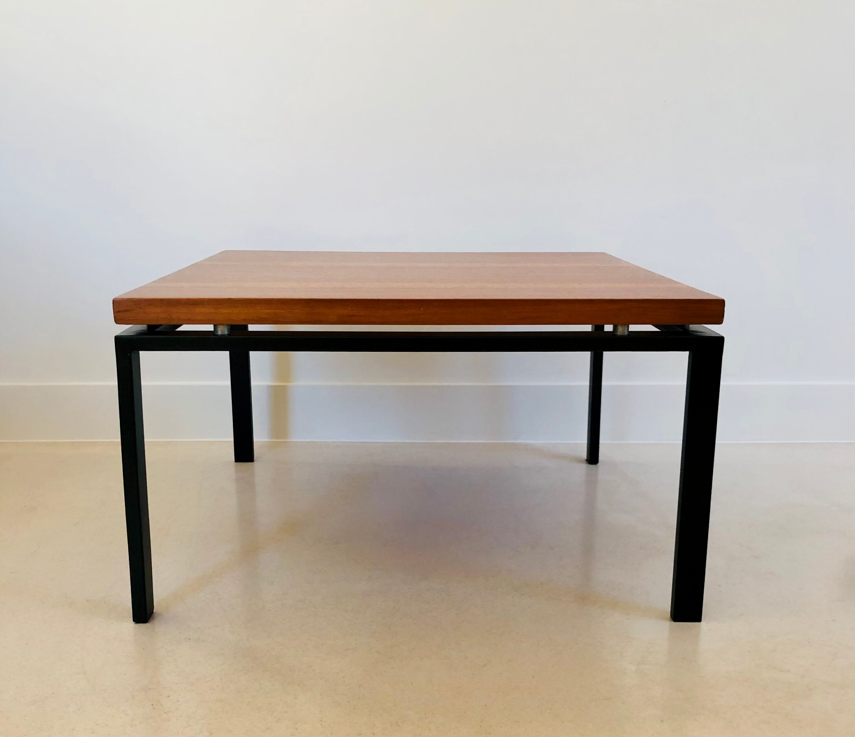 Square metal and walnut coffee table, Italy 60s