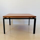 Square metal and walnut coffee table, Italy 60s