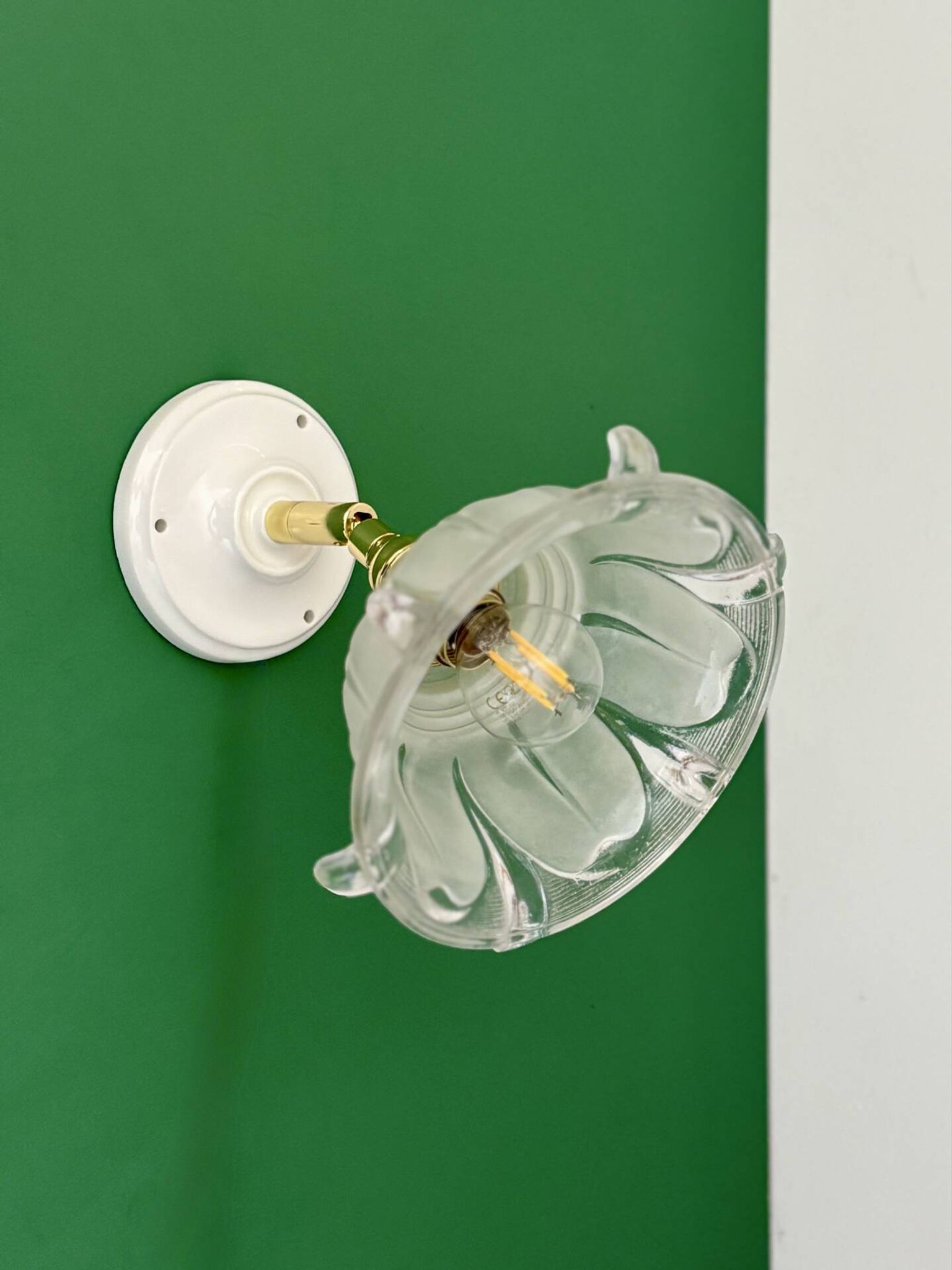 Vintage frosted glass lampshade wall light