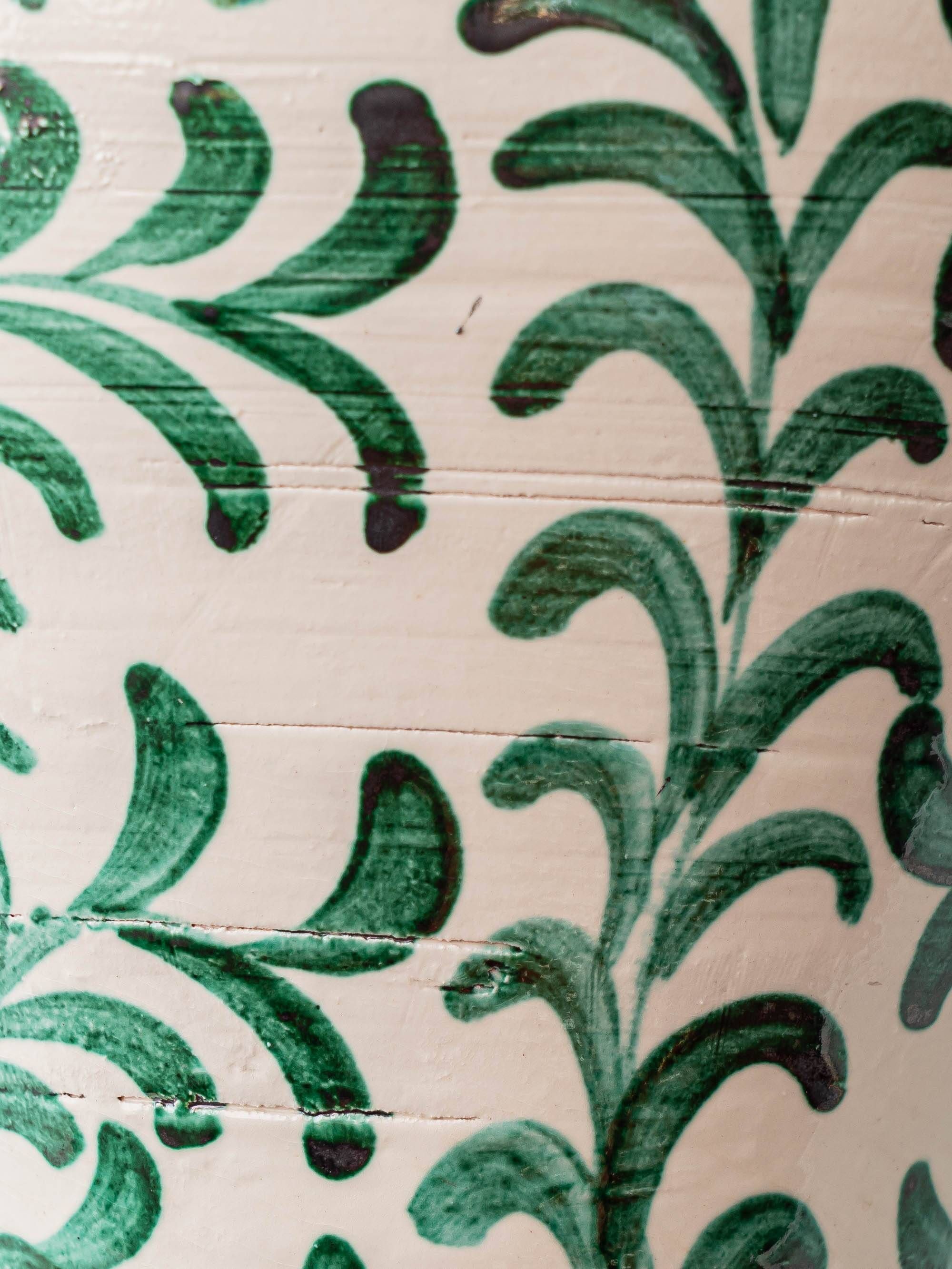 Spanish Revival Ceramic Table Lamp Pair from Granada, New Linen Lampshades