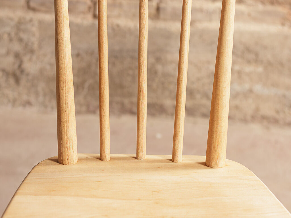 Set of 6 solid beech bar chairs completely renovated, circa 1960