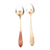 2 large silver-plated metal spoons (19th century)