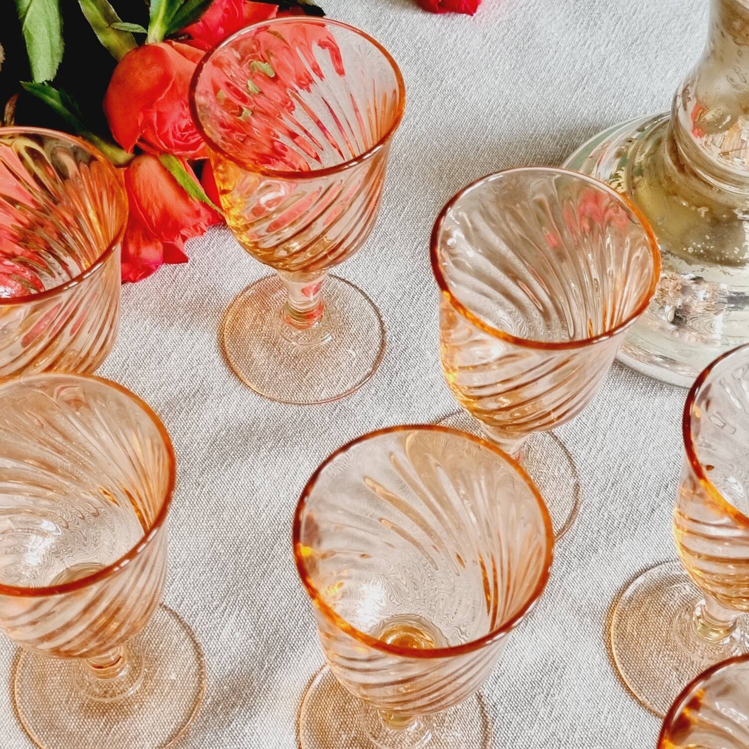 Lot de 9 verres digestifs Arcoroc rosaline