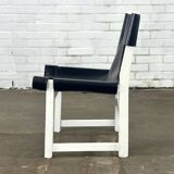 Vintage Spanish black leathe child chair
