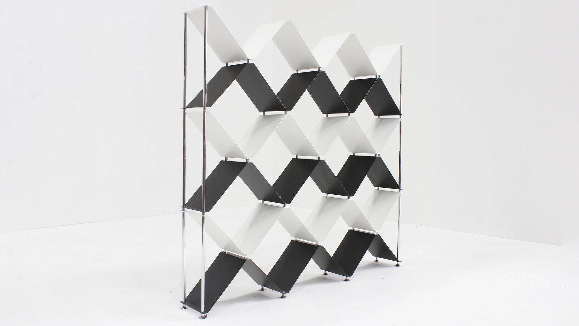 Vintage Italian library in chrome steel