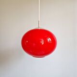 Large Space Age pendant light in red opaline, 1960s-70s