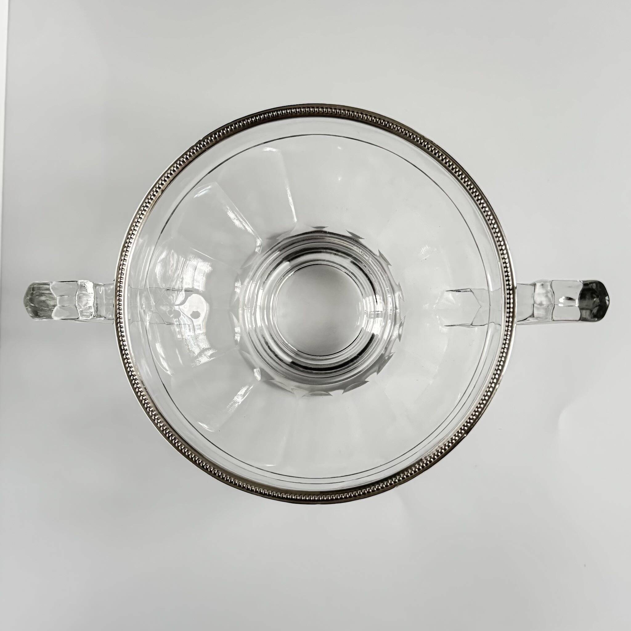 Val Saint Lambert Crystal Fruit Bowl | Silver Rim | Art Deco