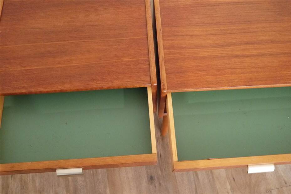 Pair of vintage Scandinavian teak bedside tables 1960