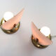 Set of 2 mid-century pink glass table lamps, 1950s