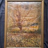 2 impressionist paintings - pair of oil on canvas - 2 signed autumn landscapes