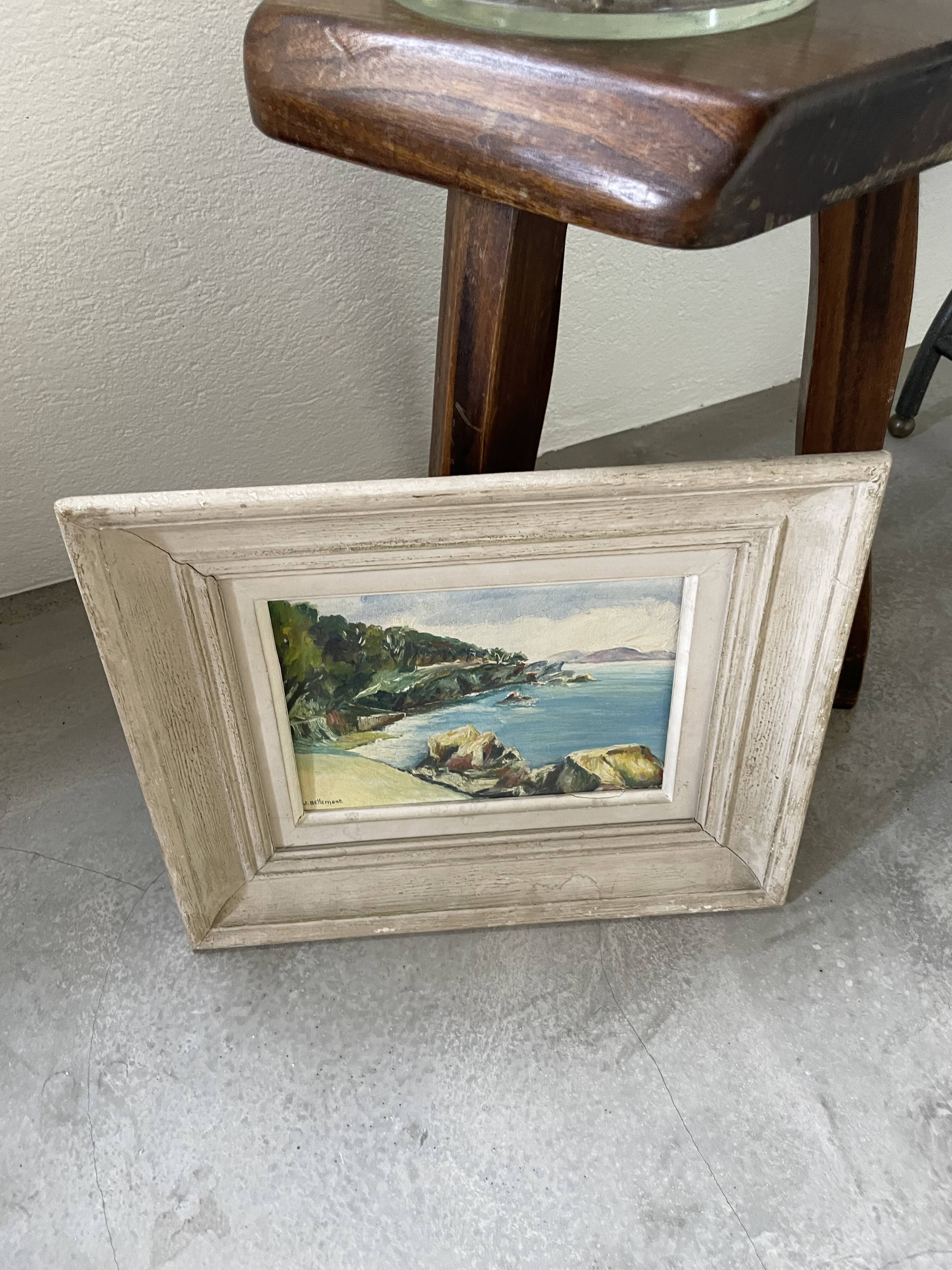 Oil on wood Mediterranean Sea J.Bellemont