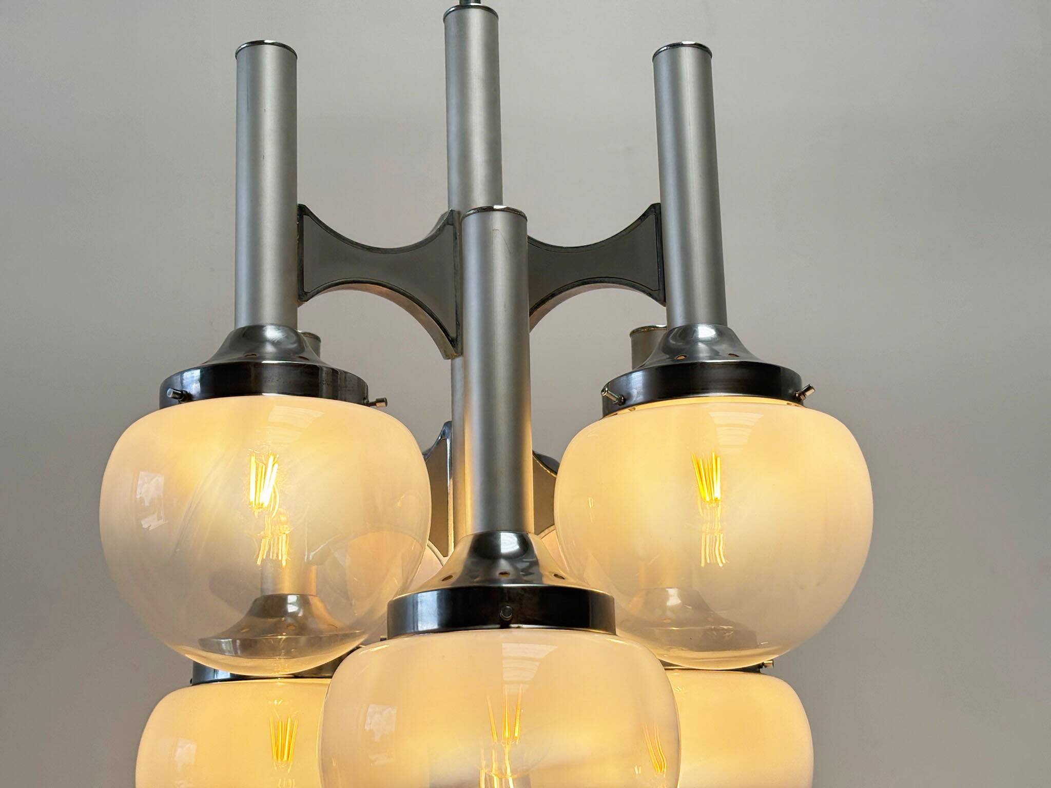 Sciolari chrome "Trumpet" chandelier