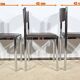 Suite of 3 Leather and Chrome Metal Chairs, attributed to Collomb Creation – 1970