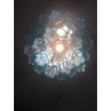 Lustre en verre de murano bleu clair « tronchi »