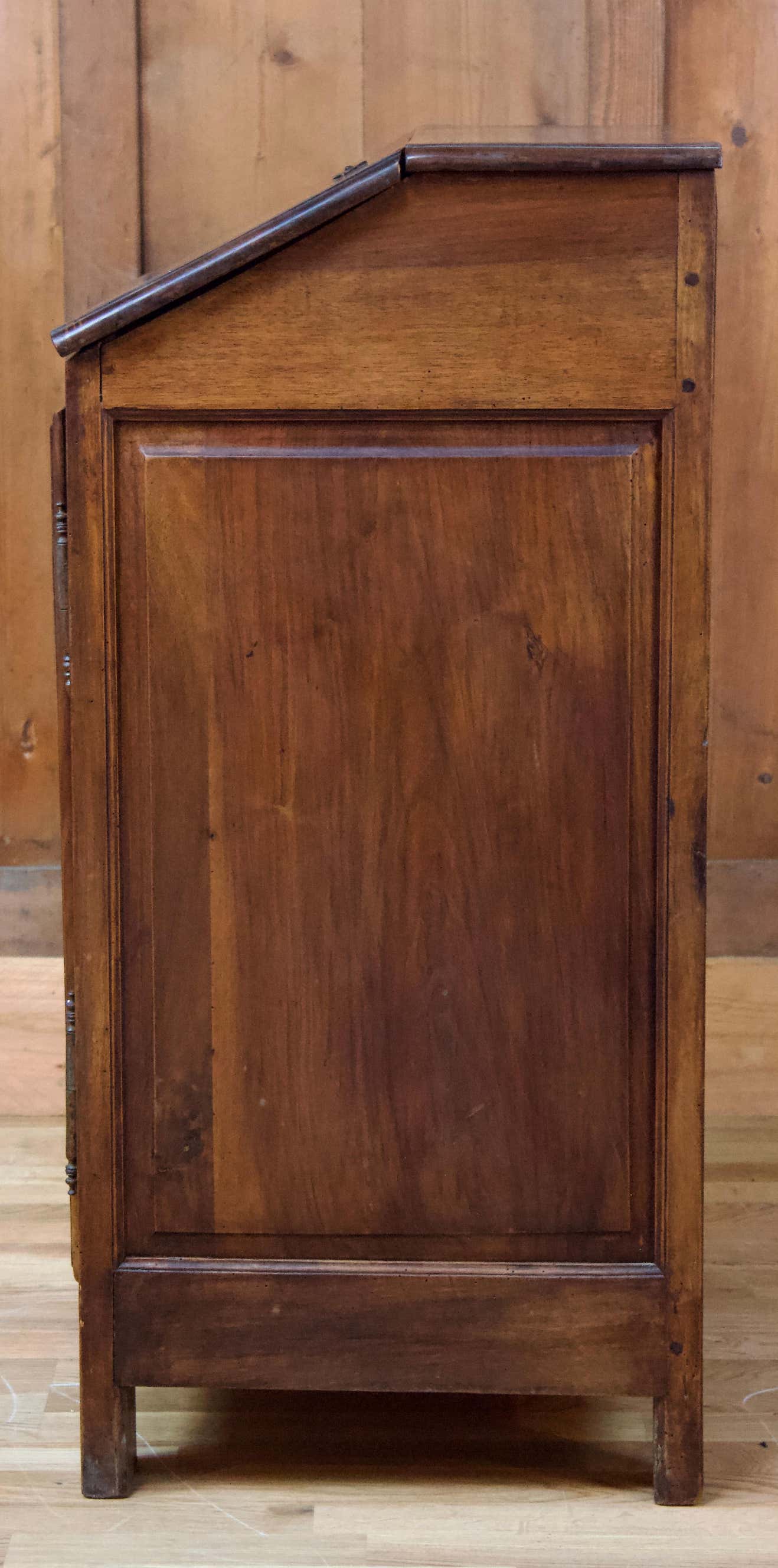 Rustic wooden secretary with 19th century flap