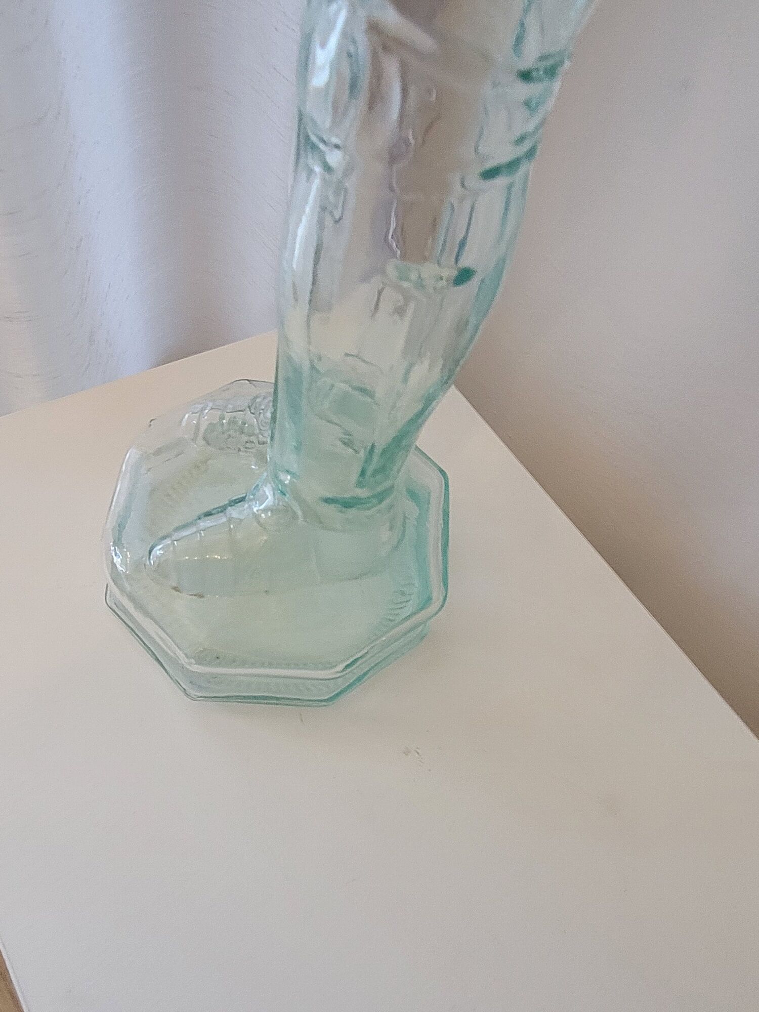 Glass medieval knight-shaped decanter bottle - vintage