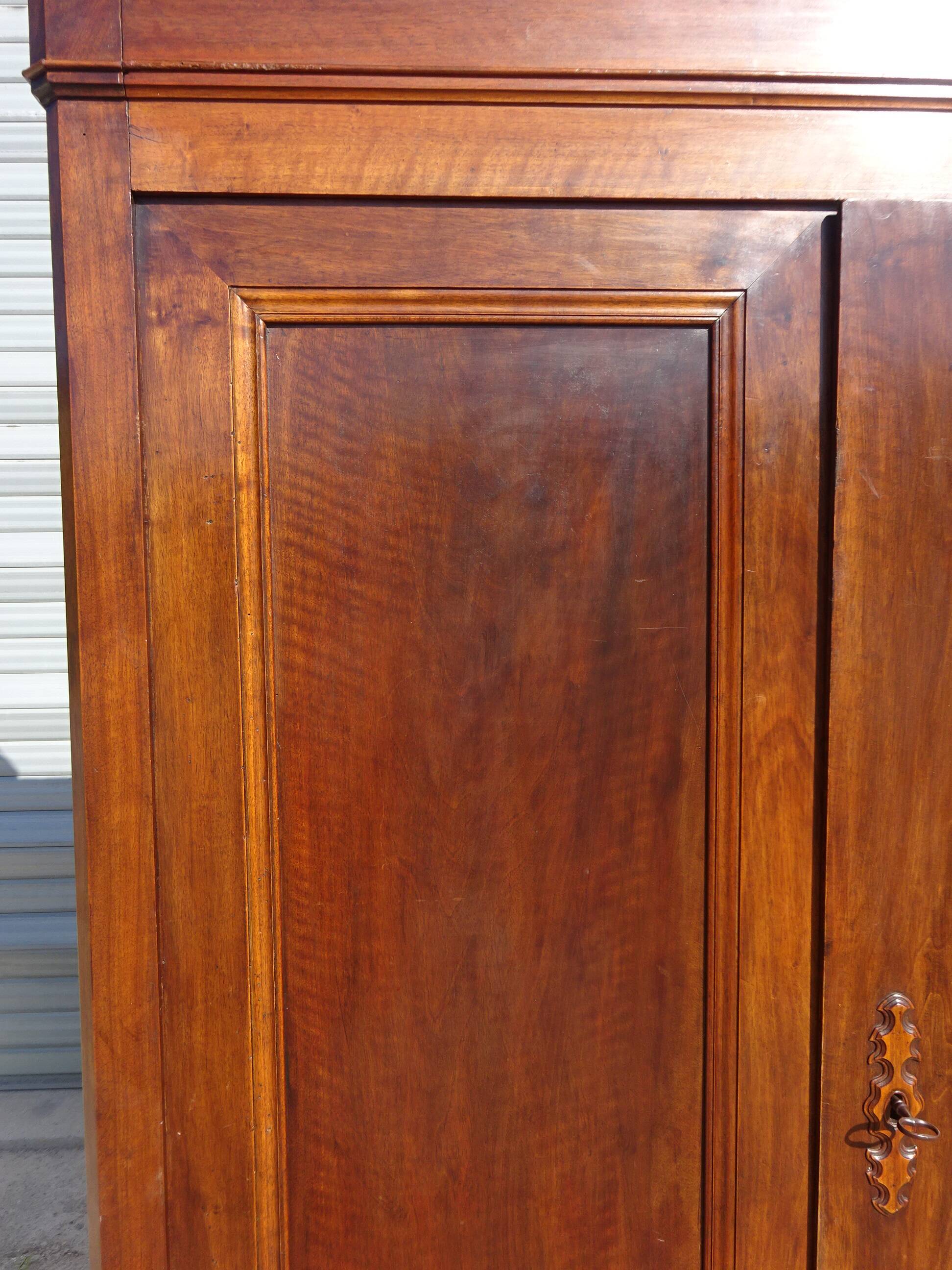 Large Louis Philippe wardrobe in solid walnut