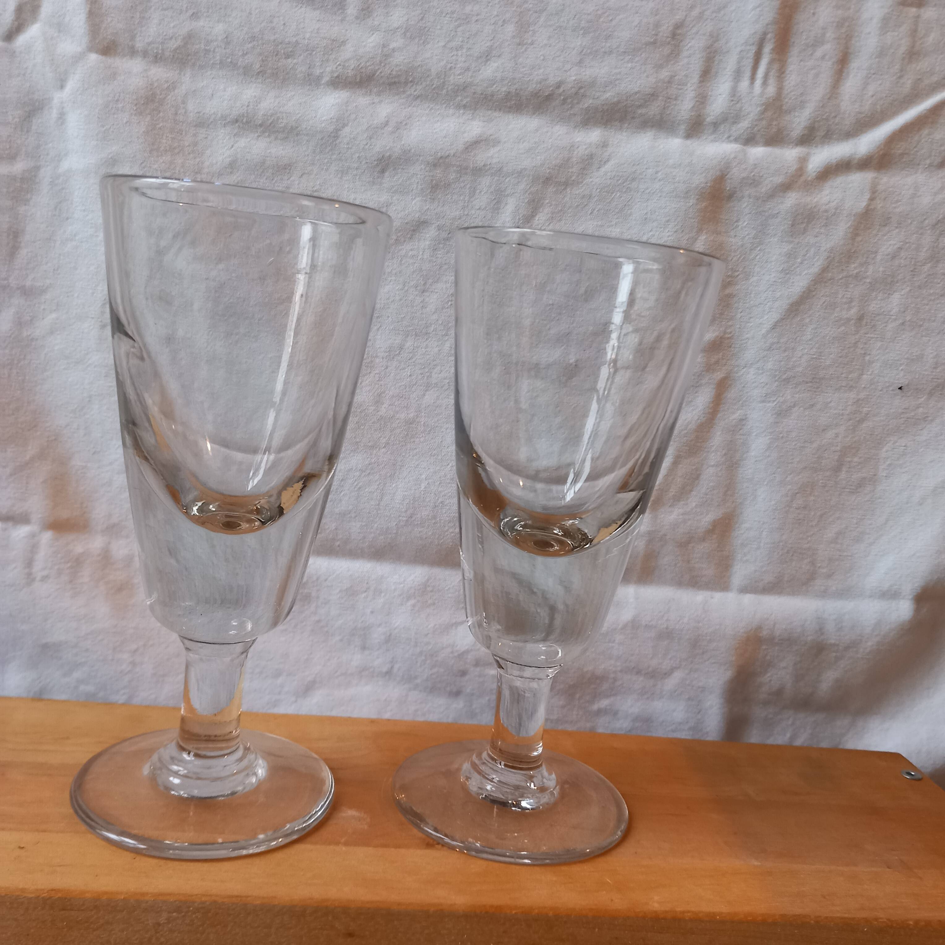 2 old mazagran coffee glasses or absinthe glasses
