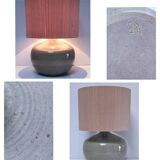 Crackle glaze enamelled stoneware lamp base signed CB LM
