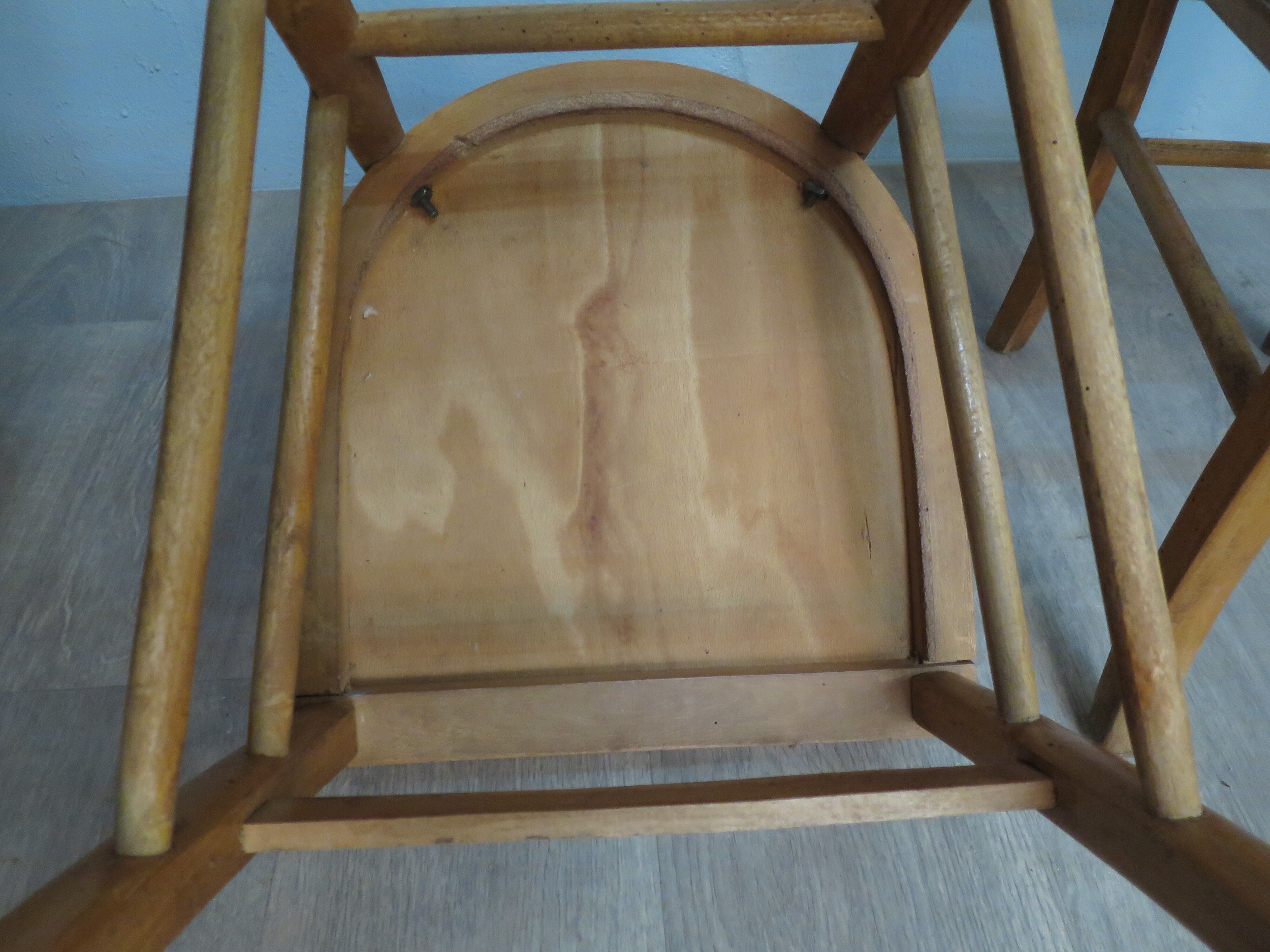 lot de 4 chaises bistrots bois clair années 60